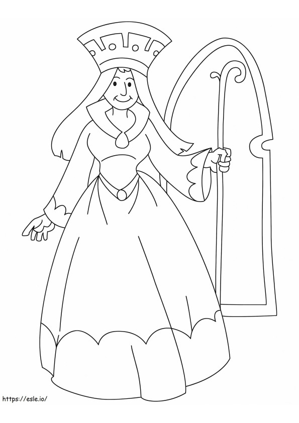 Coloriage Reine tenant un sceptre à imprimer dessin
