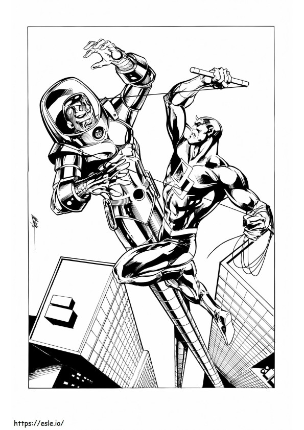 Daredevil Fighting Villain coloring page