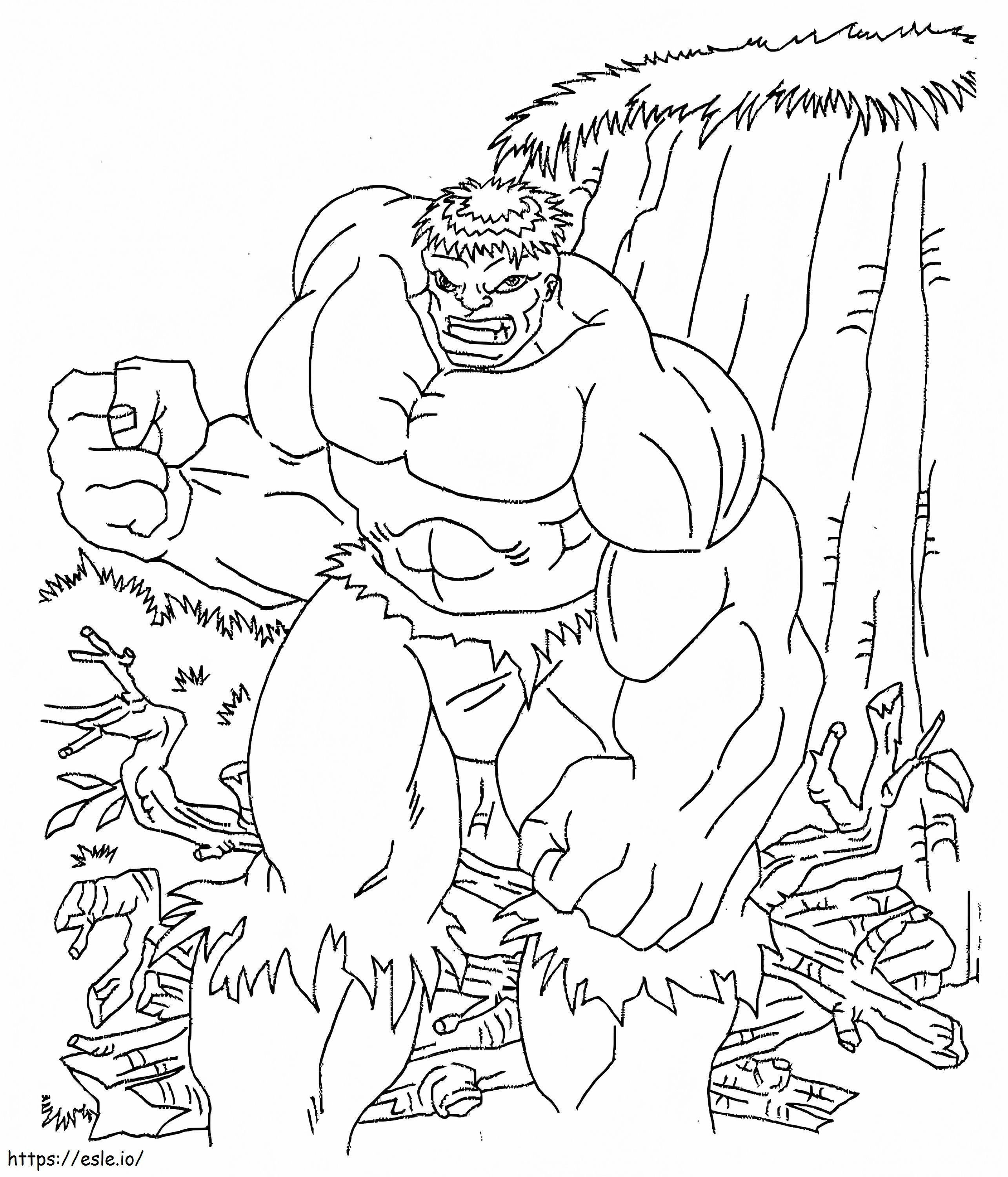 Hulk na floresta para colorir