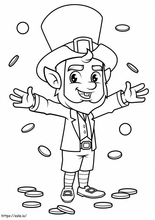 Leprechaun With Gold Coins coloring page