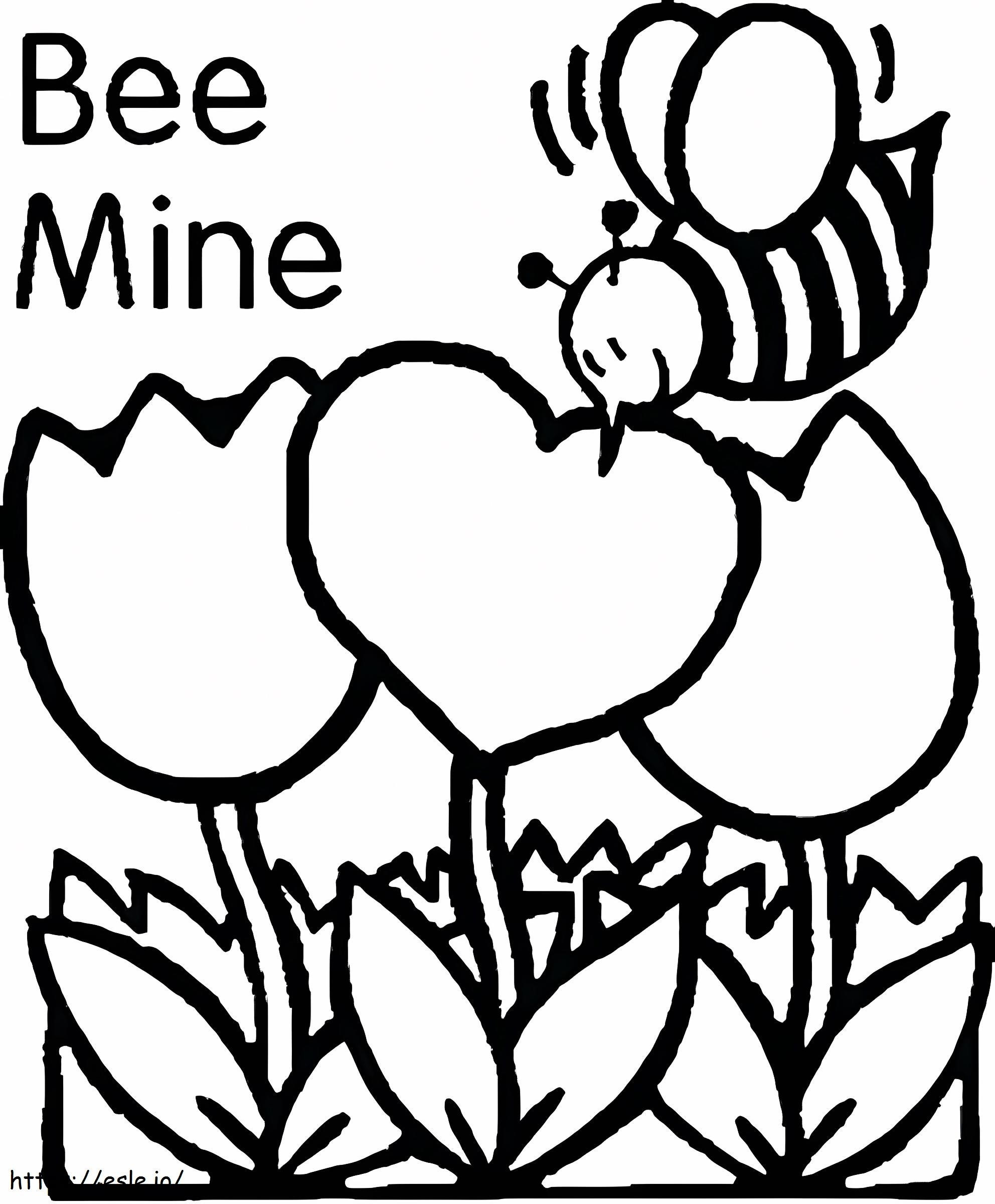 Cartão de Dia dos Namorados Bee Mine para colorir
