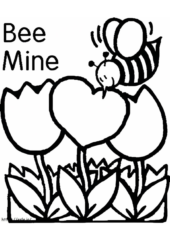 Tarjeta de San Valentín de la mina de abejas para colorear