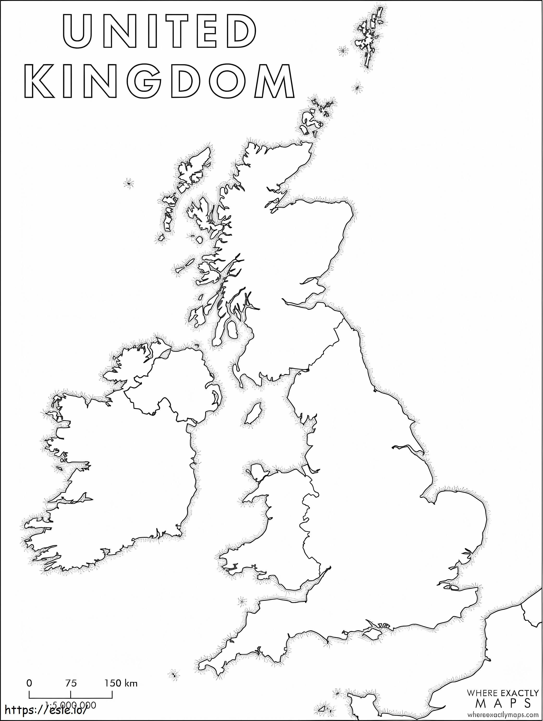 Yhdistyneen kuningaskunnan kartta värityskuva