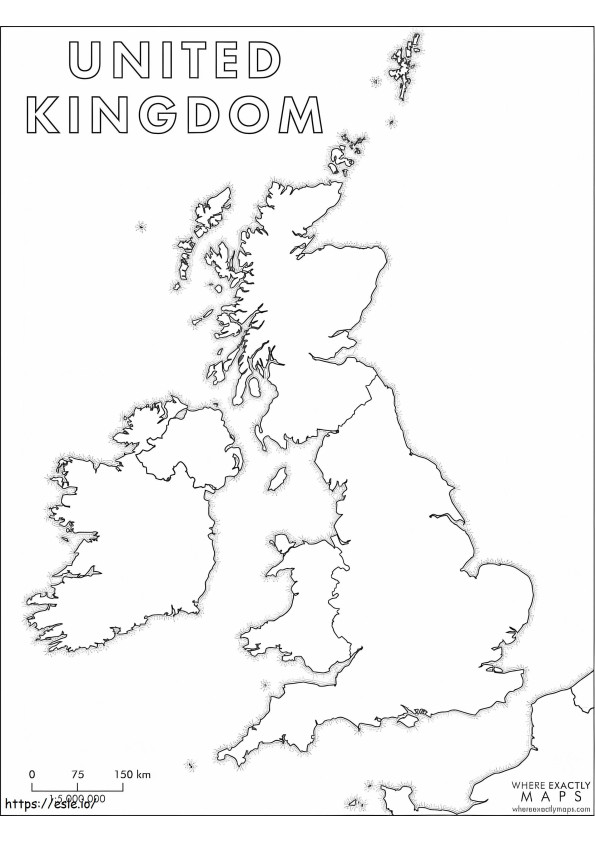 Mapa do Reino Unido para colorir