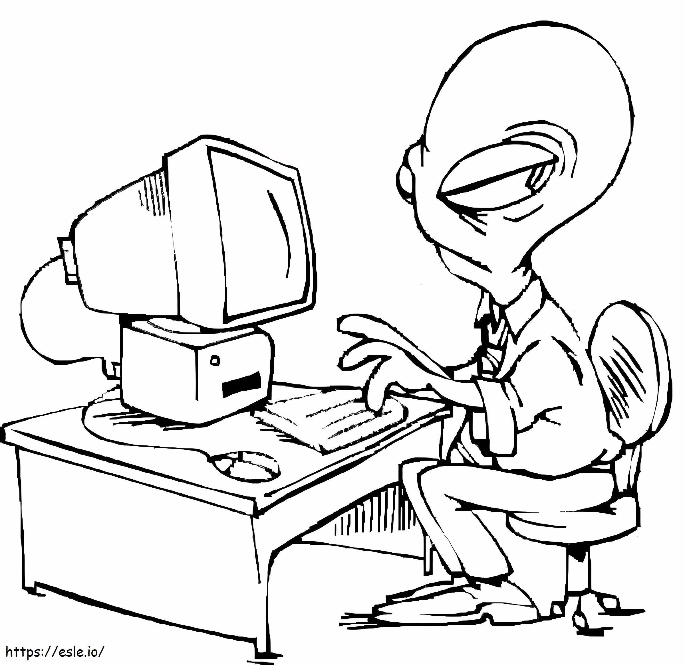 Not Happy Alien Businessman coloring page