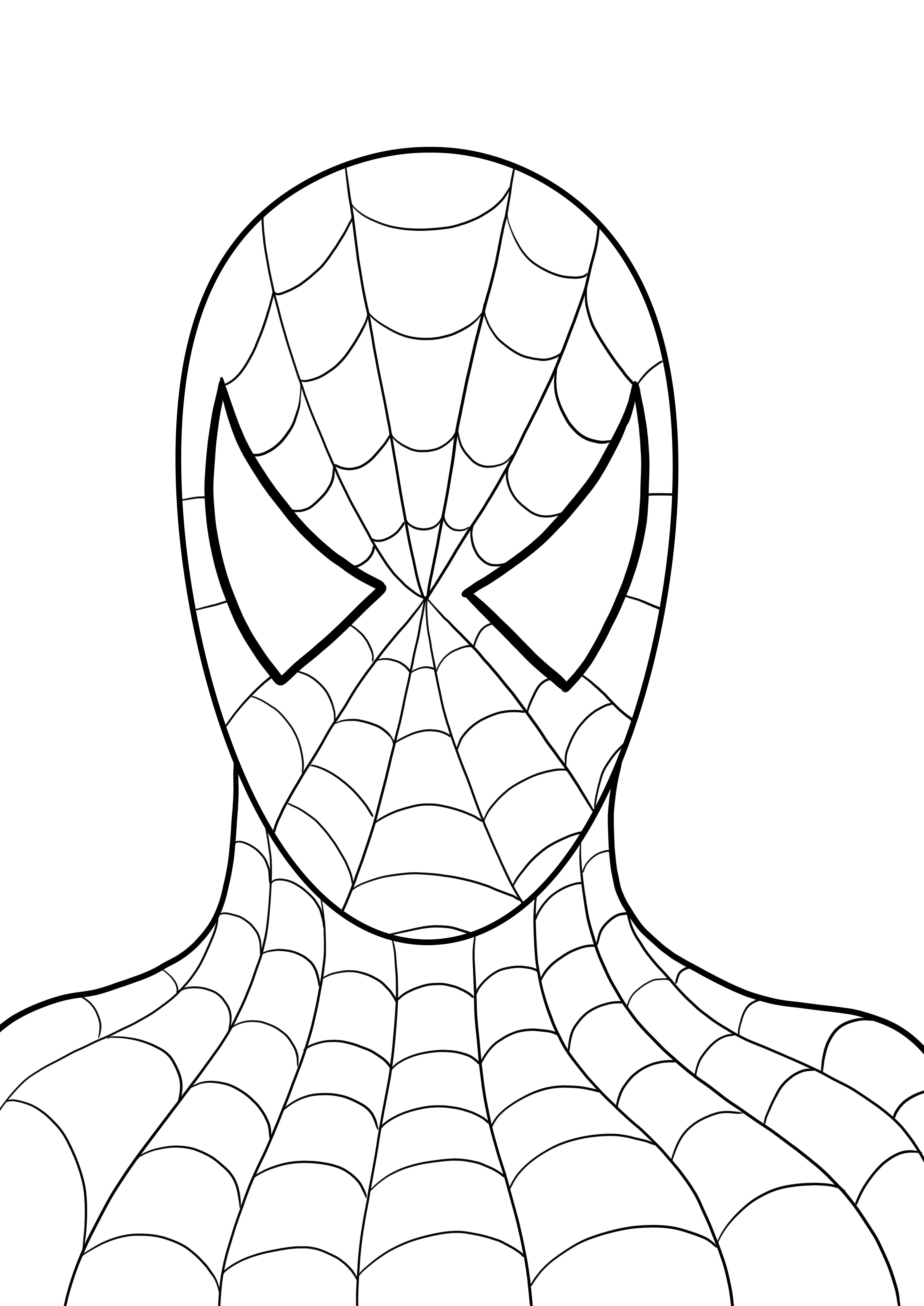 Head of Spiderman download en kleur gratis kleurplaat