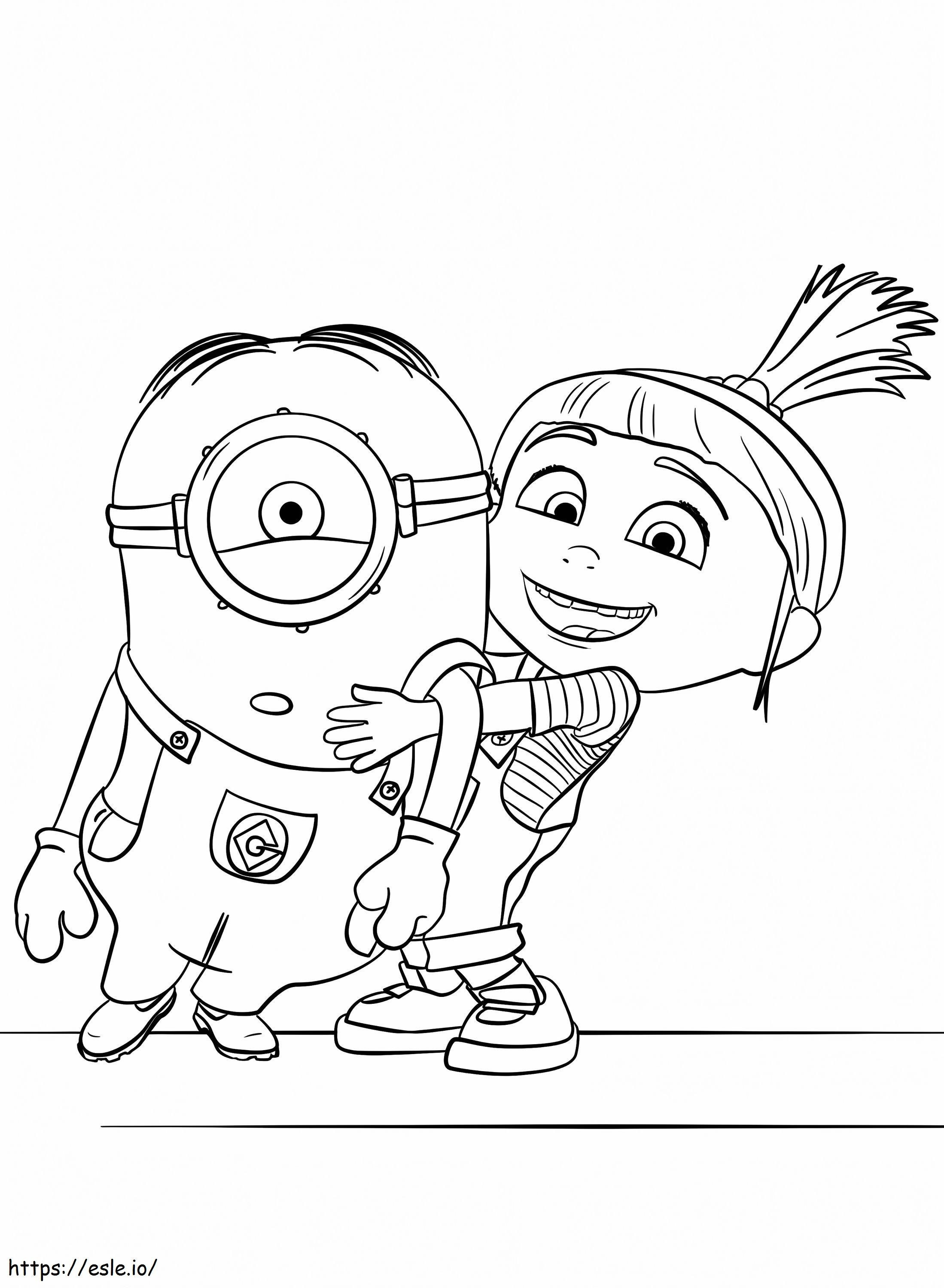 Agnes Gru And Minion coloring page
