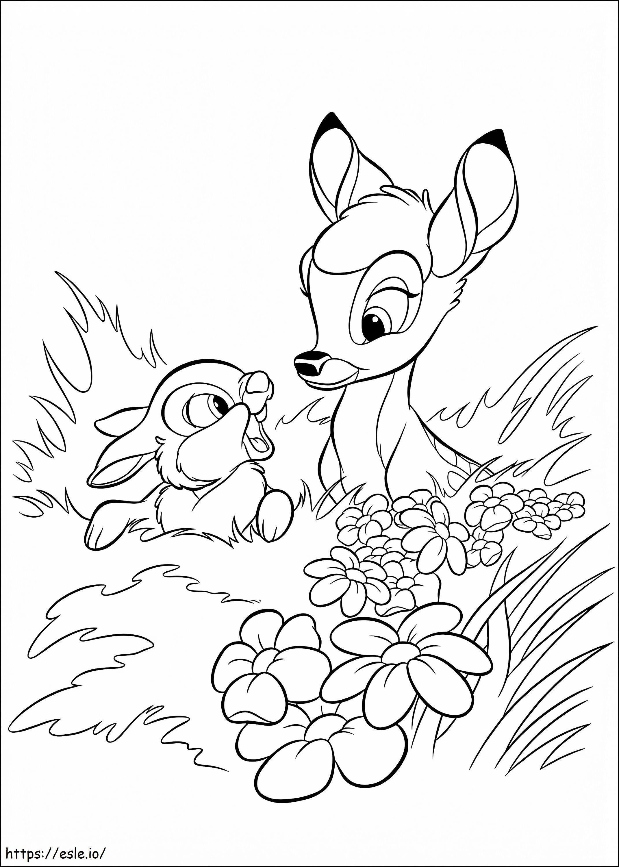 1533701343 Bambi And Thumper In Bush A4 de colorat