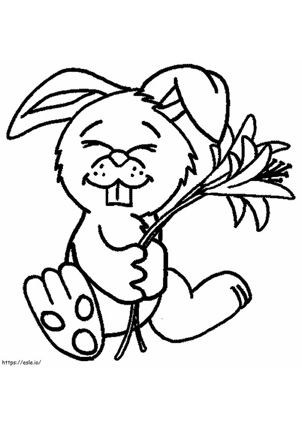 Rabbit Holding Flower coloring page