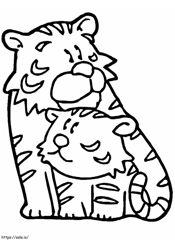 Cute Mother And Baby Tiger coloring page