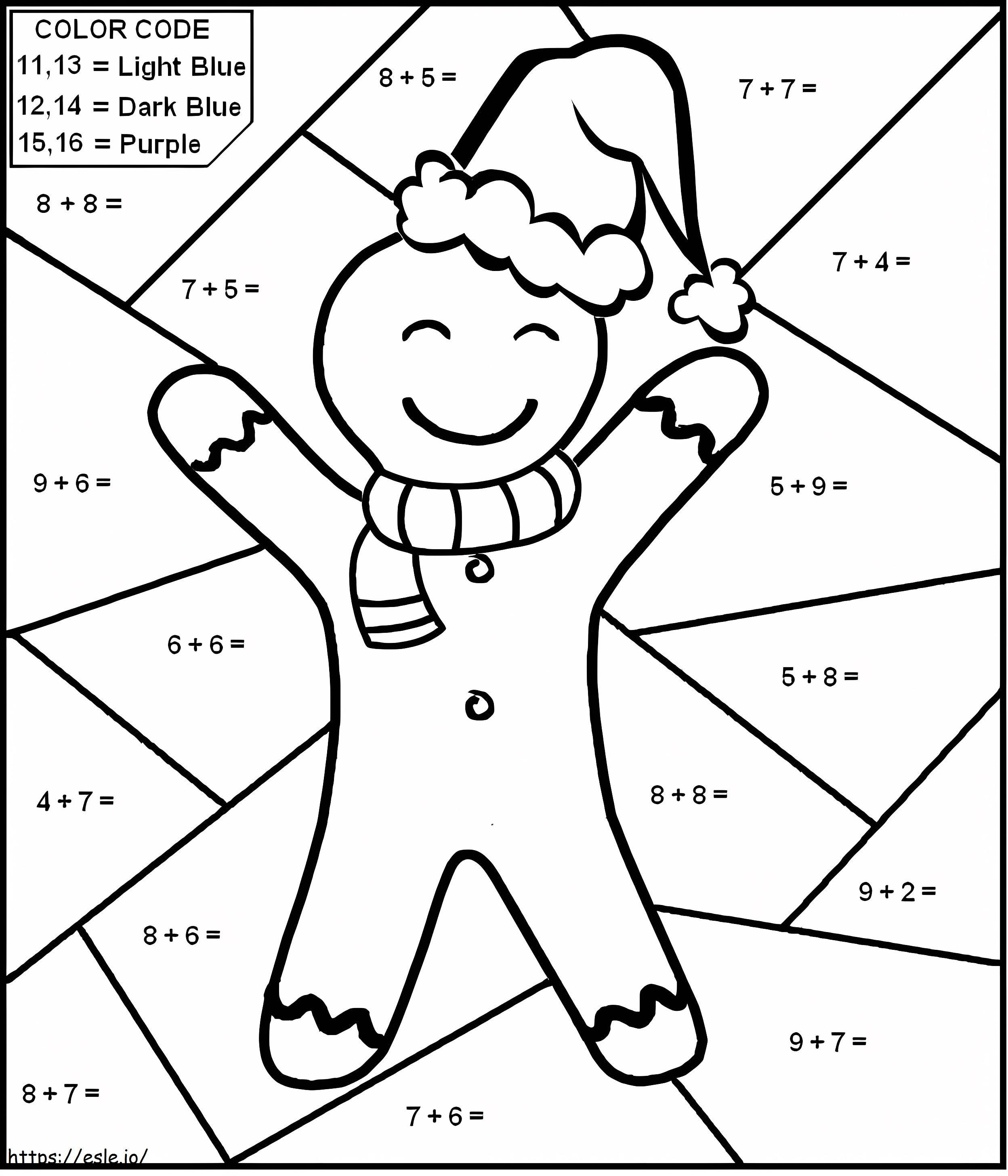 Planilha de matemática do homem-biscoito para colorir