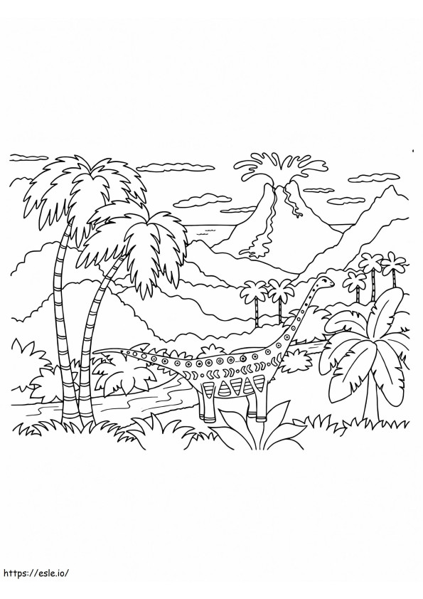 アレブリヘスの自然の中の恐竜 ぬりえ - 塗り絵
