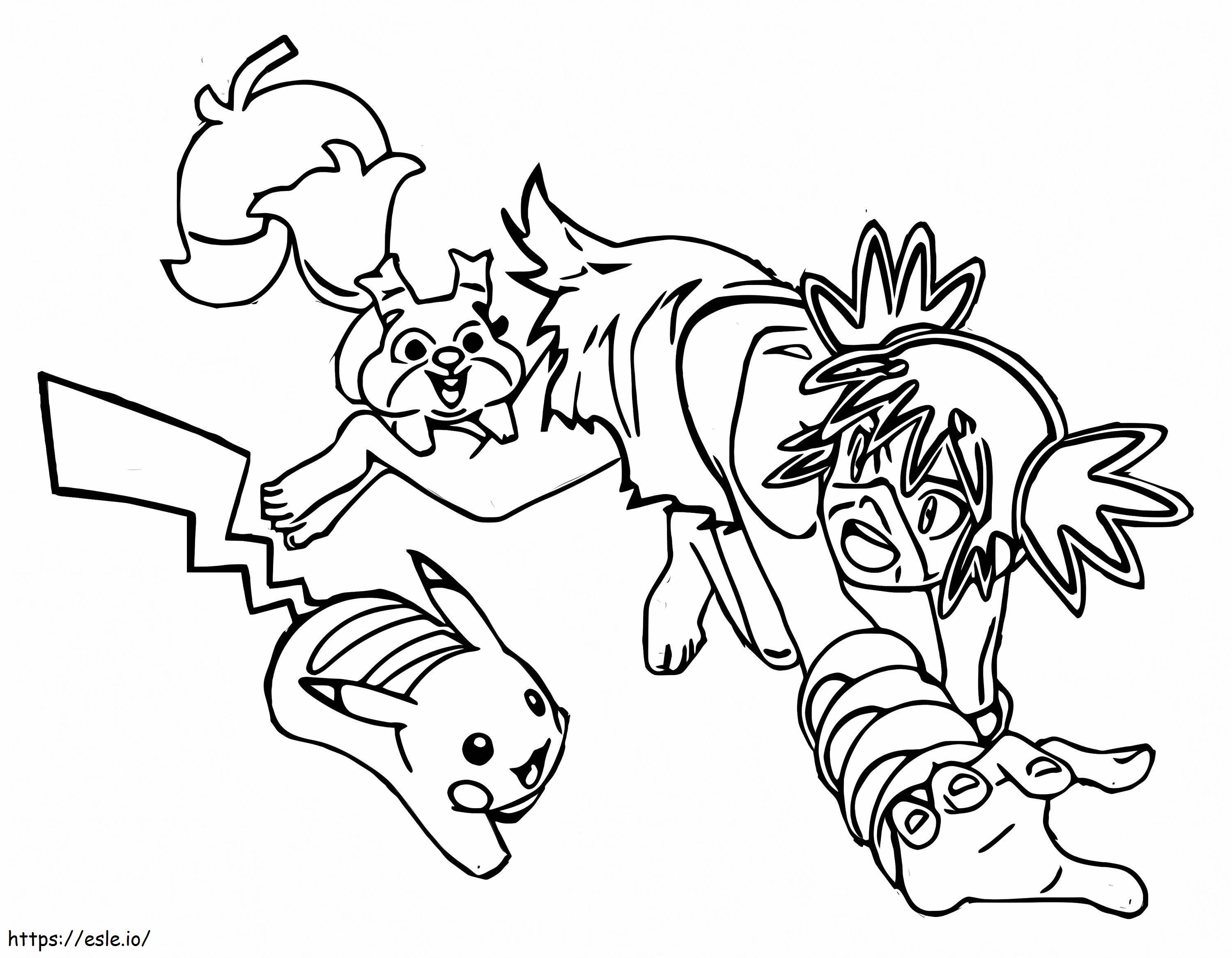 Skwovet And Pikachu coloring page