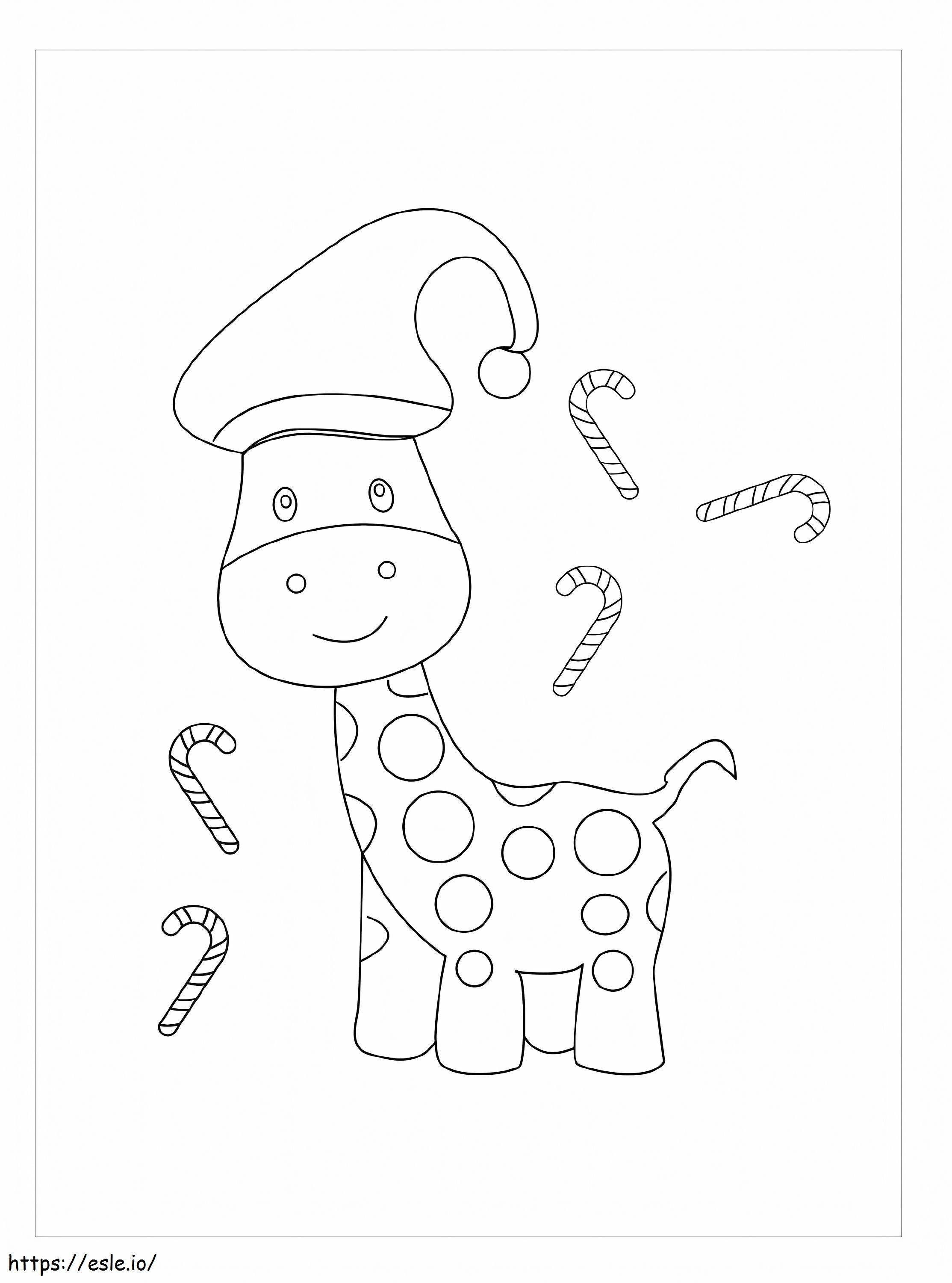 Giraffe At Christmas coloring page