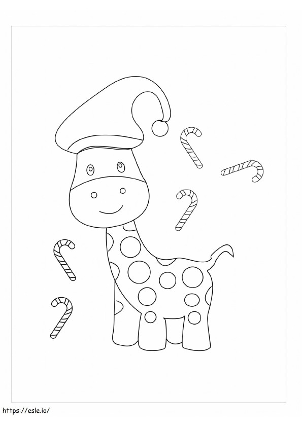 Coloriage Girafe à Noël à imprimer dessin