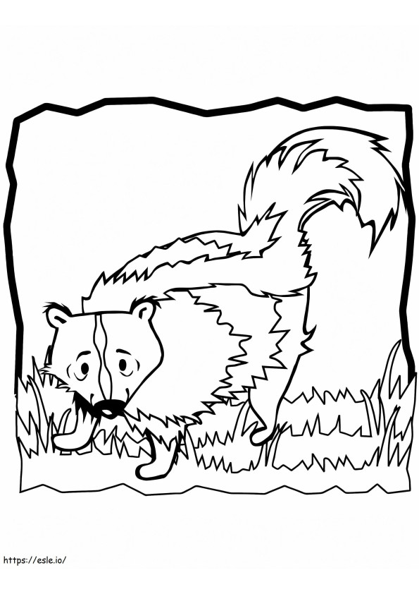 Skunk în iarbă de colorat