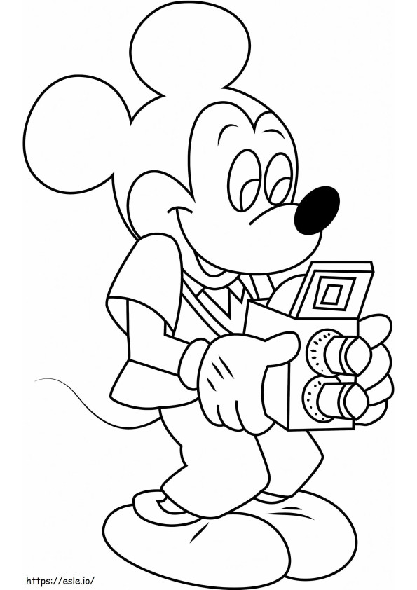 Coloriage 1530758312 Mickey Mouse avec caméraa4 à imprimer dessin