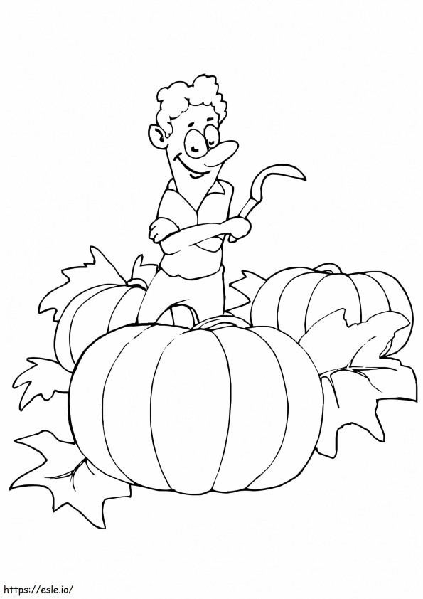 Farmer And Pumpkin Patch coloring page