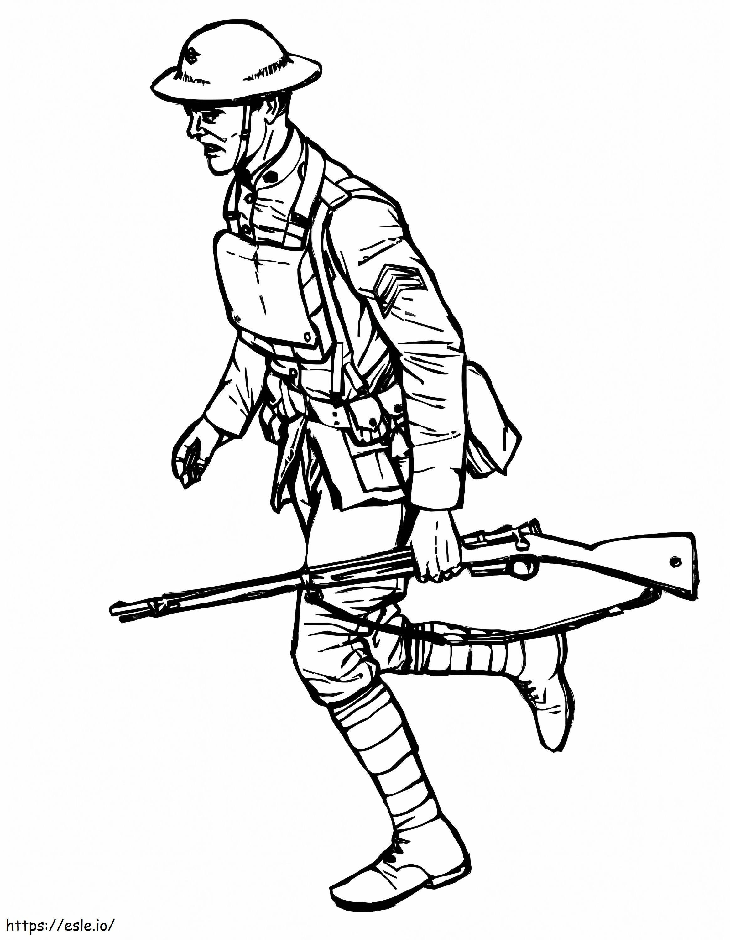 Coloriage Dessin Soldat Tenant Ak 47 à imprimer dessin