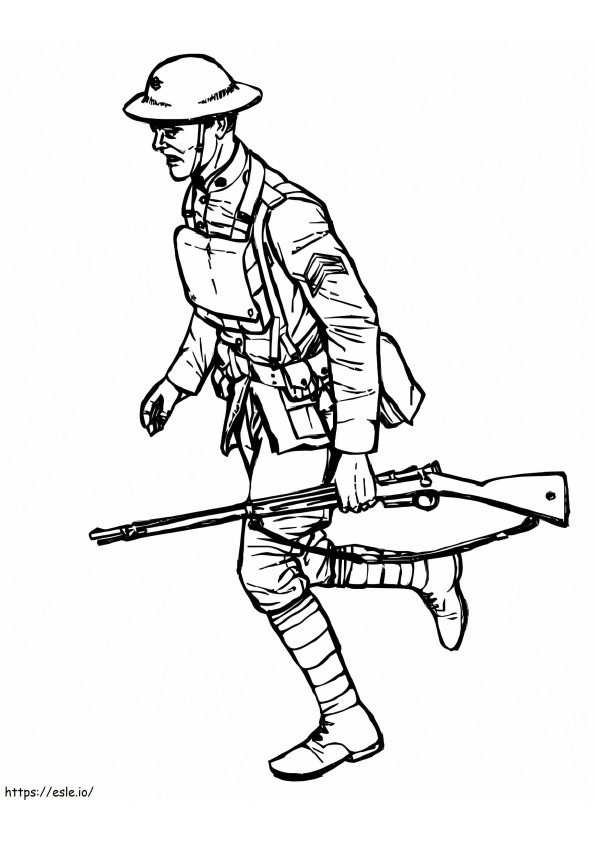 Piirustus Soldier Holding Ak 47 värityskuva
