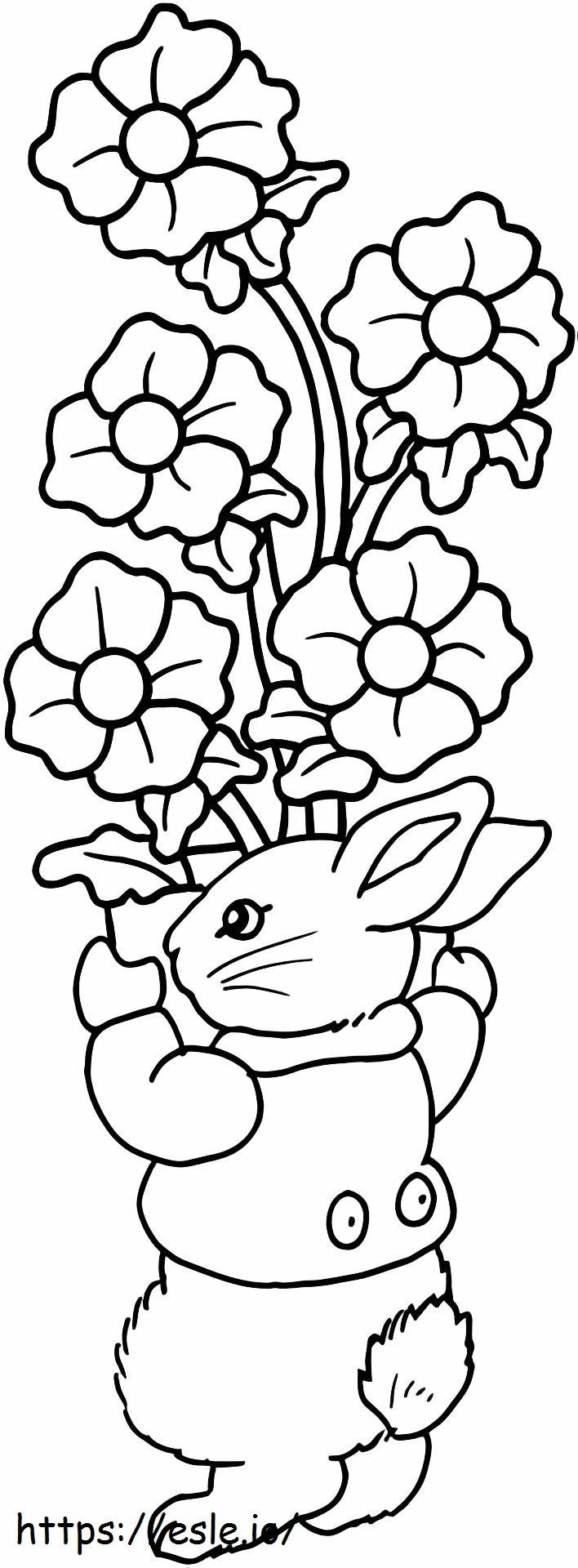 1532800734 Conejo sosteniendo flores A4 para colorear