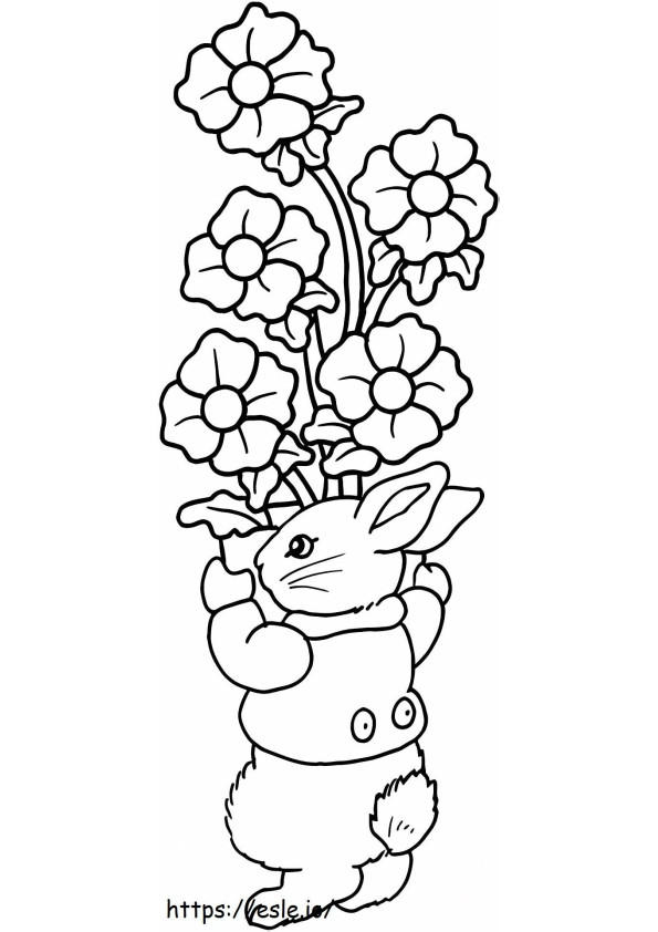 1532800734 Rabbit Holding Flowers A4 coloring page