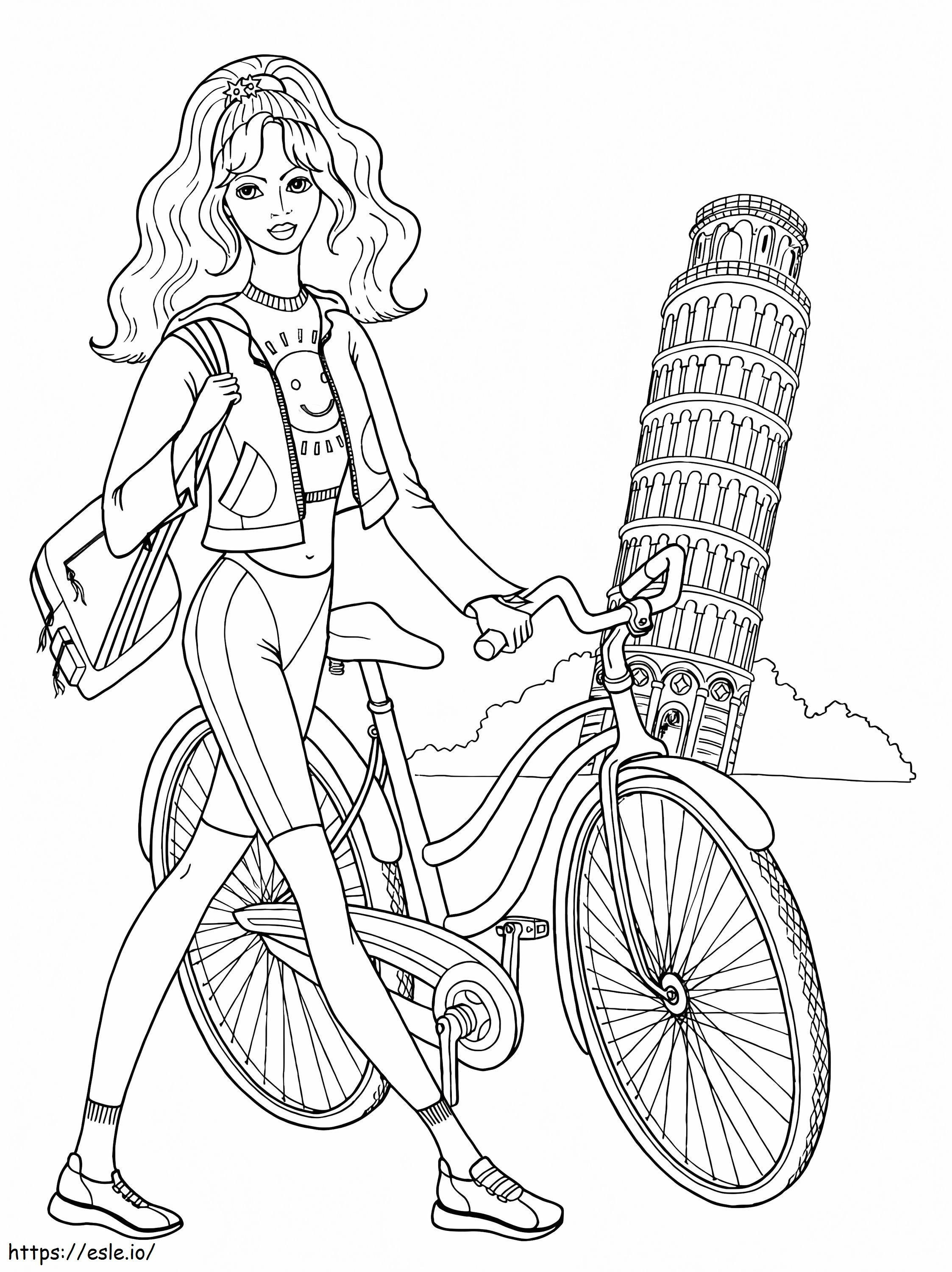Mädchen mit einem Fahrrad ausmalbilder