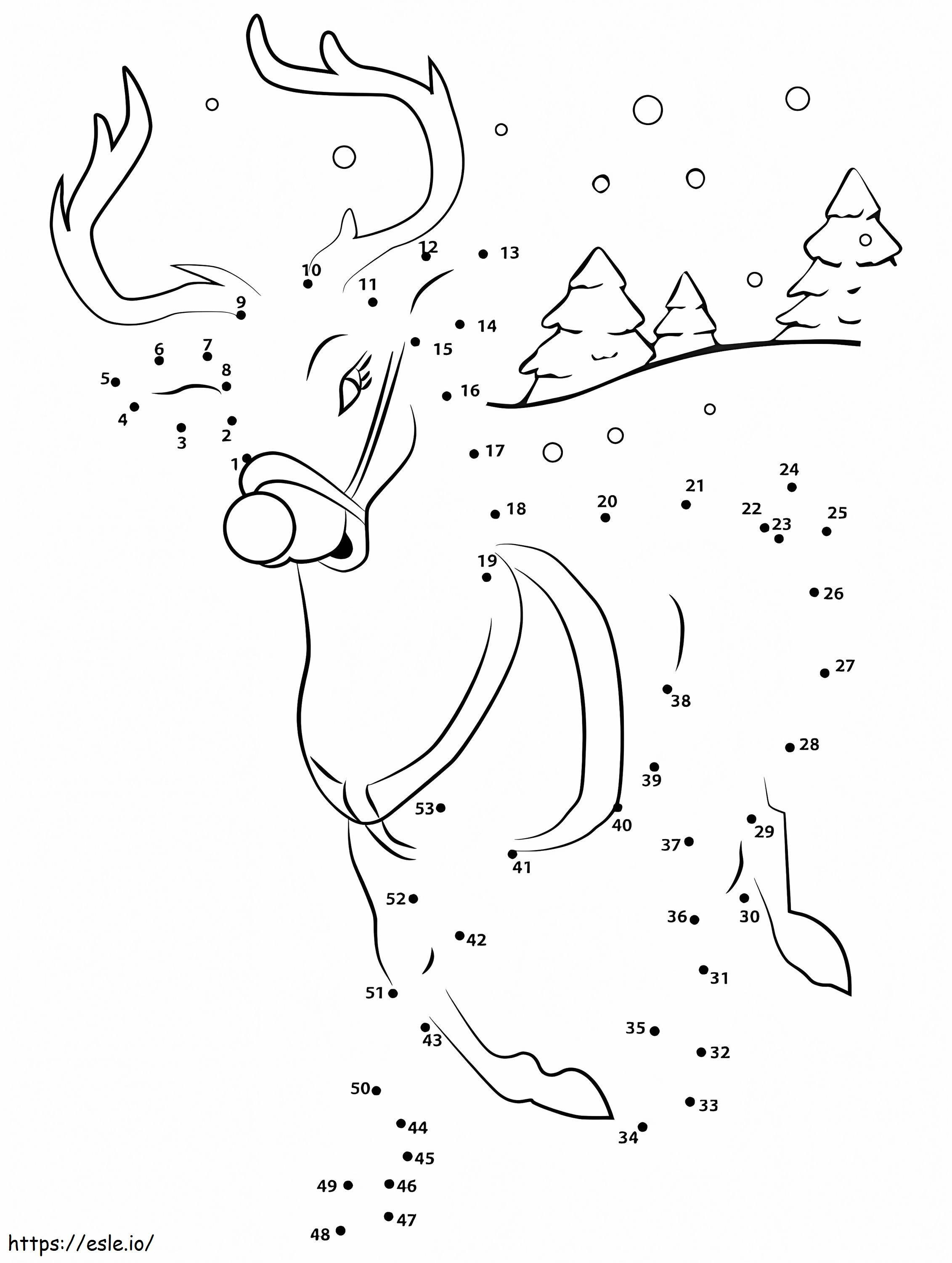 Christmas Reindeer Dot To Dots coloring page