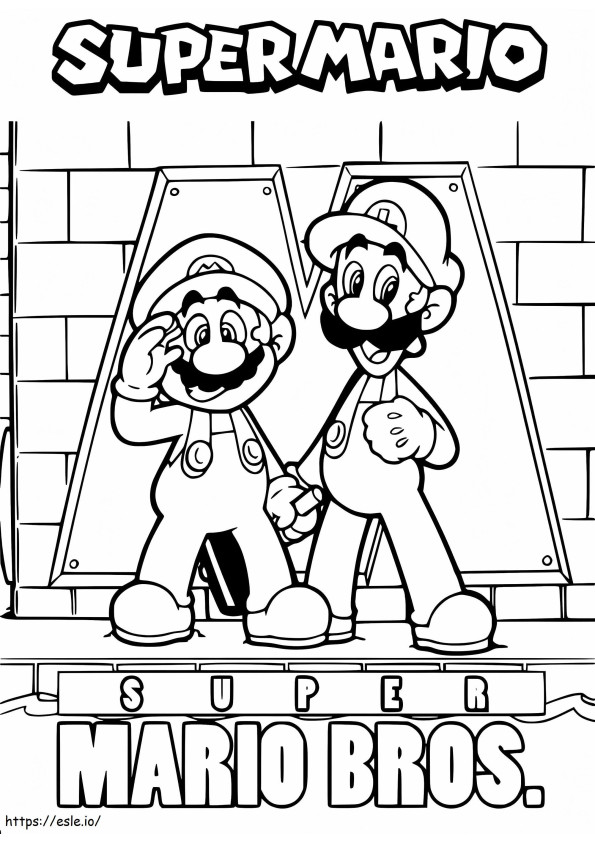Super Mario Bros Luigin kanssa värityskuva