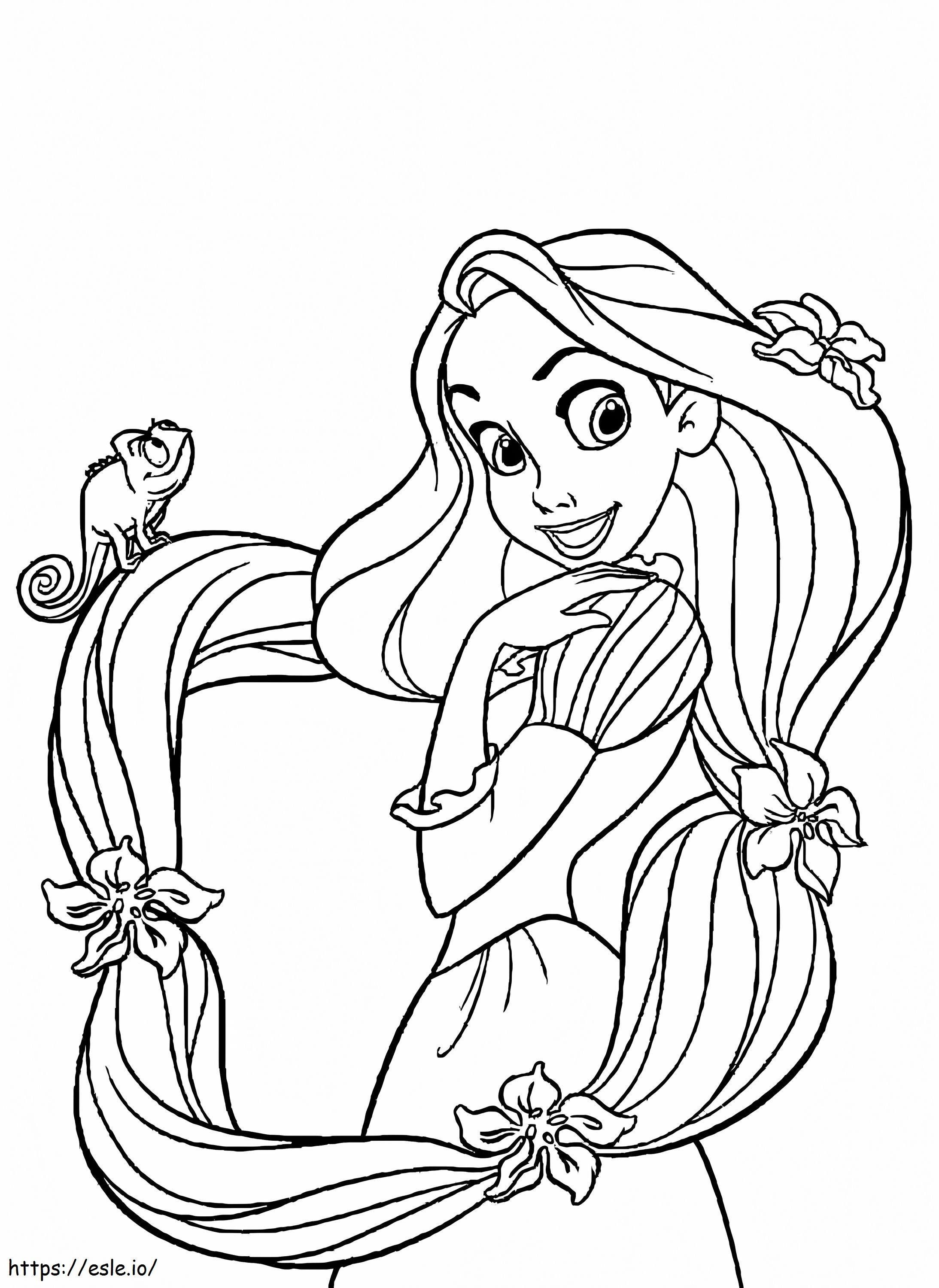 Rapunzel básico com lagartixa para colorir