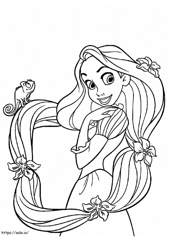 Rapunzel básico com lagartixa para colorir