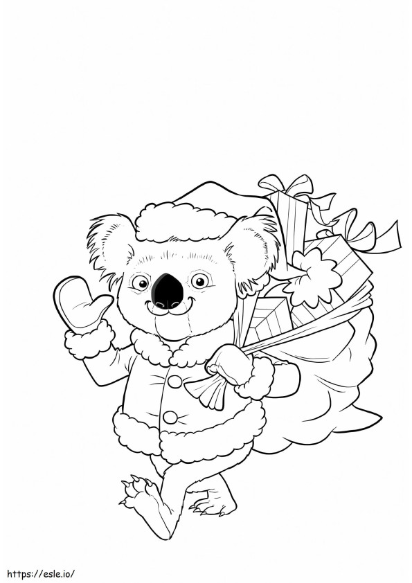 Hyvää joulua Koala värityskuva
