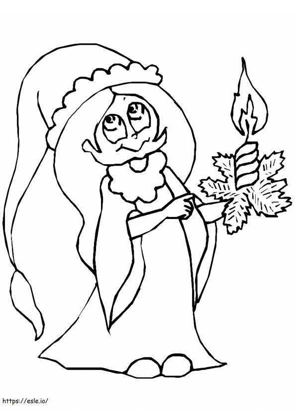 Girl With Christmas Candle coloring page