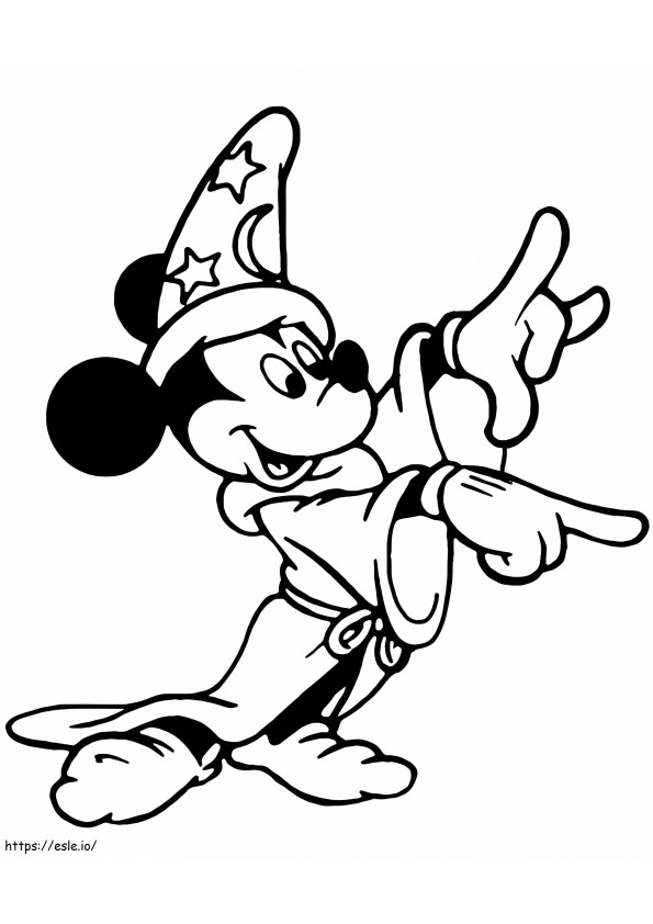 Coloriage Mickey Mouse Magicien Fantasia à imprimer dessin