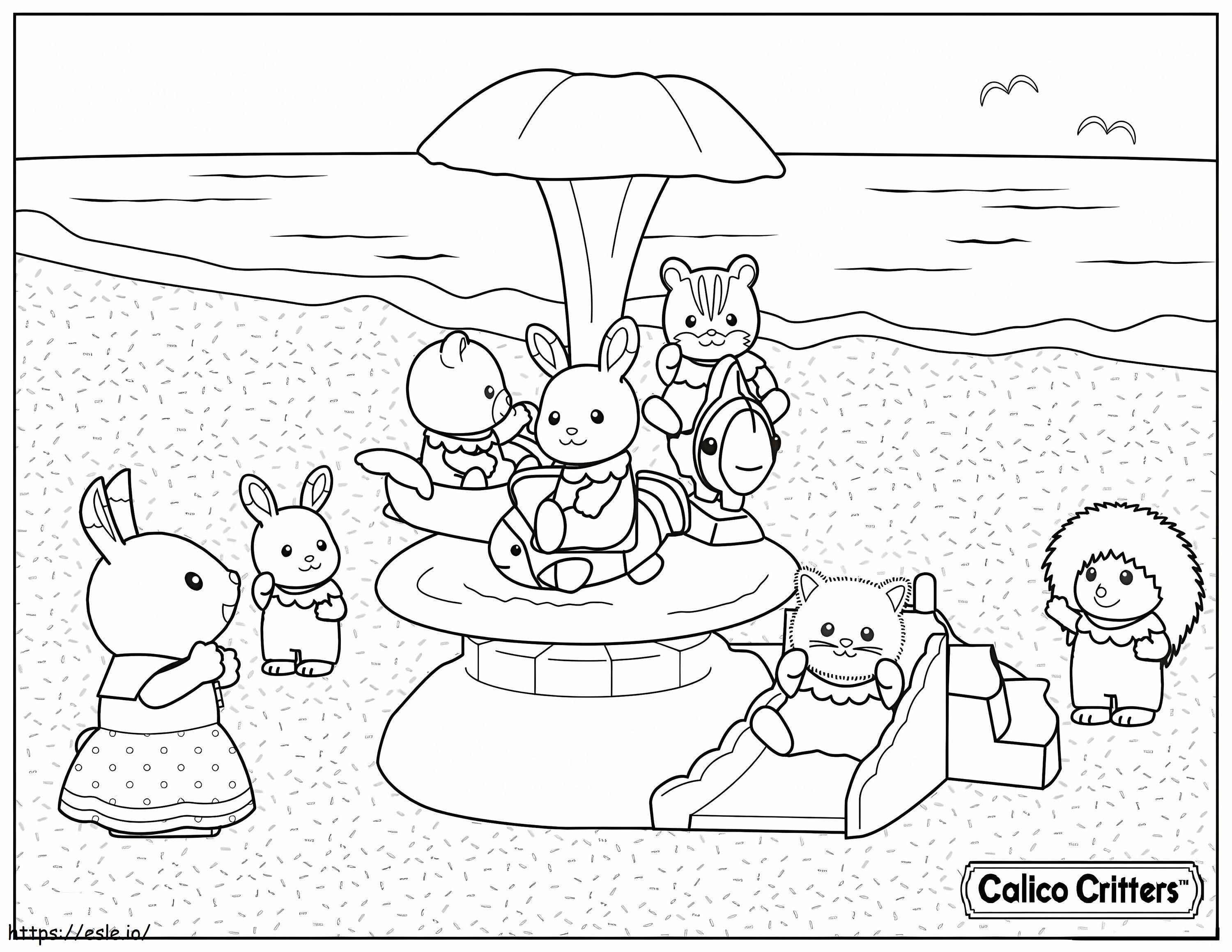Coloriage 1591838758 1515174989Calico Critters à la plage pour les vacances à imprimer dessin
