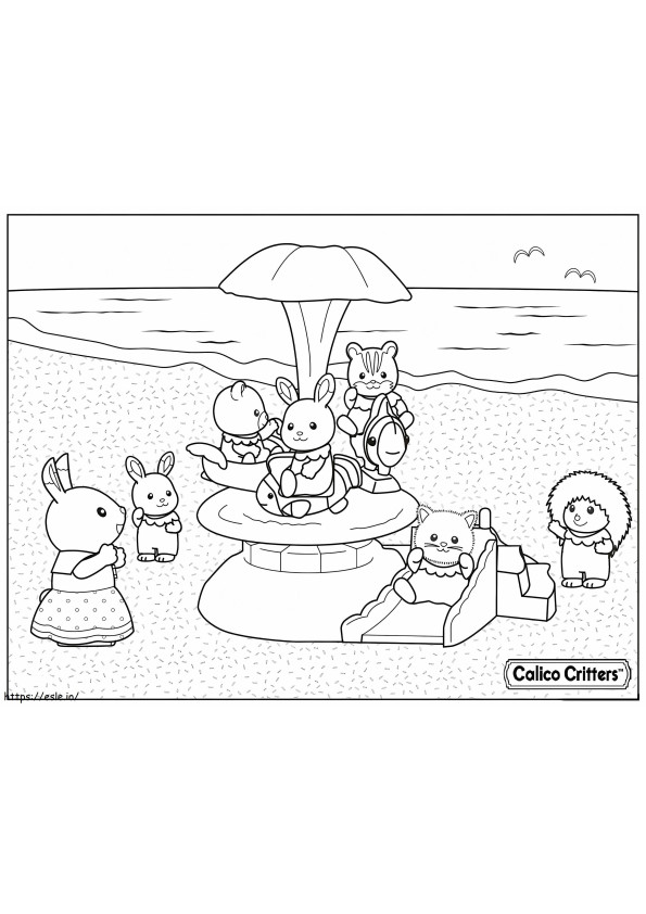 Coloriage 1591838758 1515174989Calico Critters à la plage pour les vacances à imprimer dessin