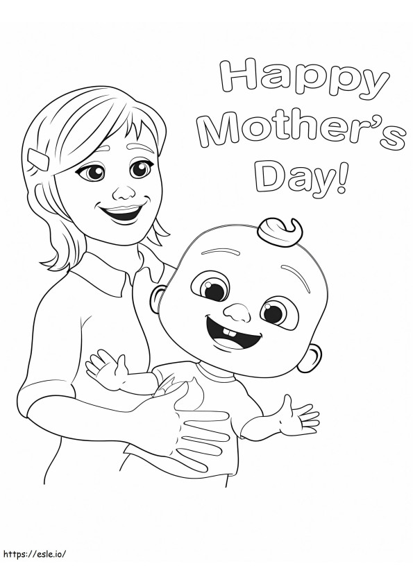 Mamãe e o pequeno Johnny Cocomelon para colorir