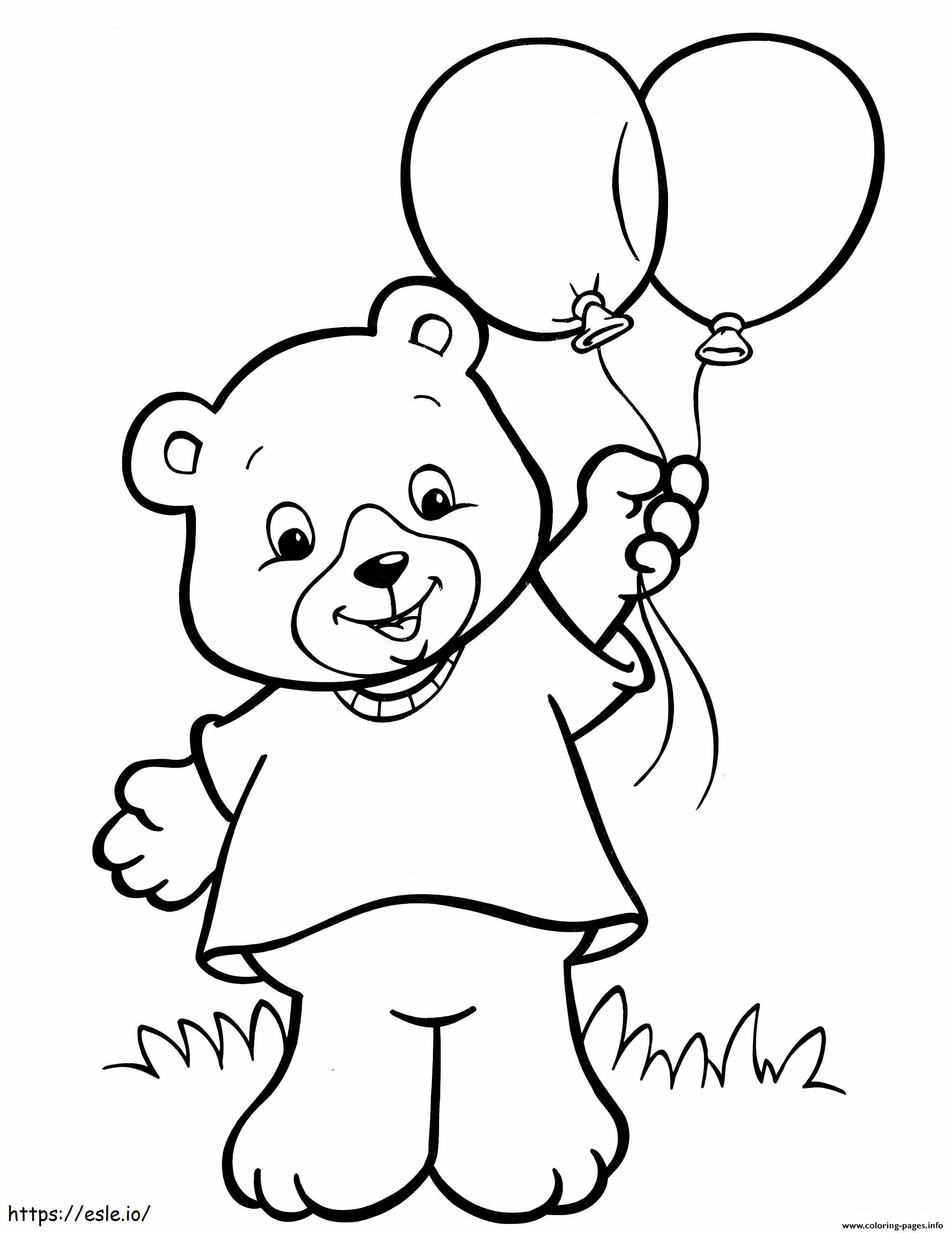 Ursul care ține balonul 1 de colorat
