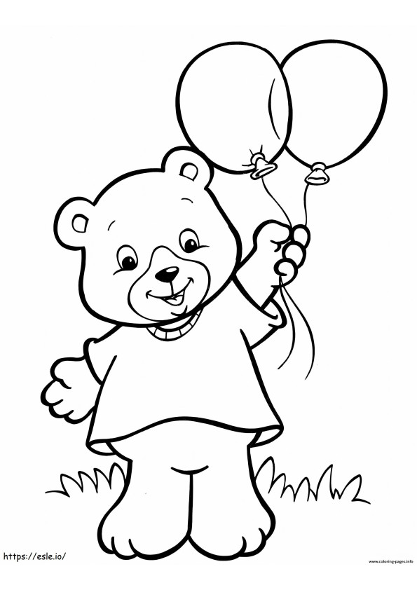 Beruang Memegang Balon 1 Gambar Mewarnai