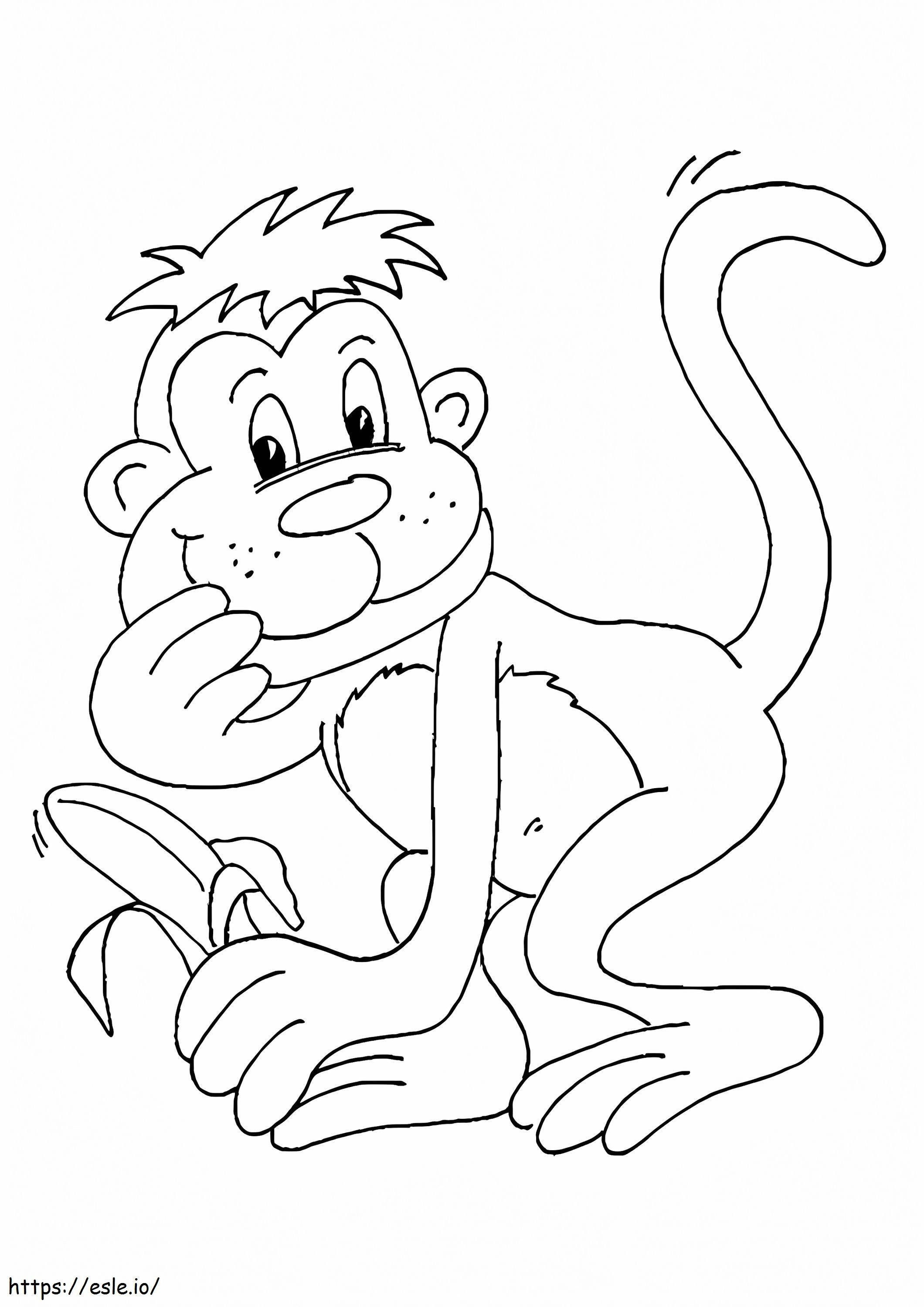 Mono sosteniendo un plátano para colorear