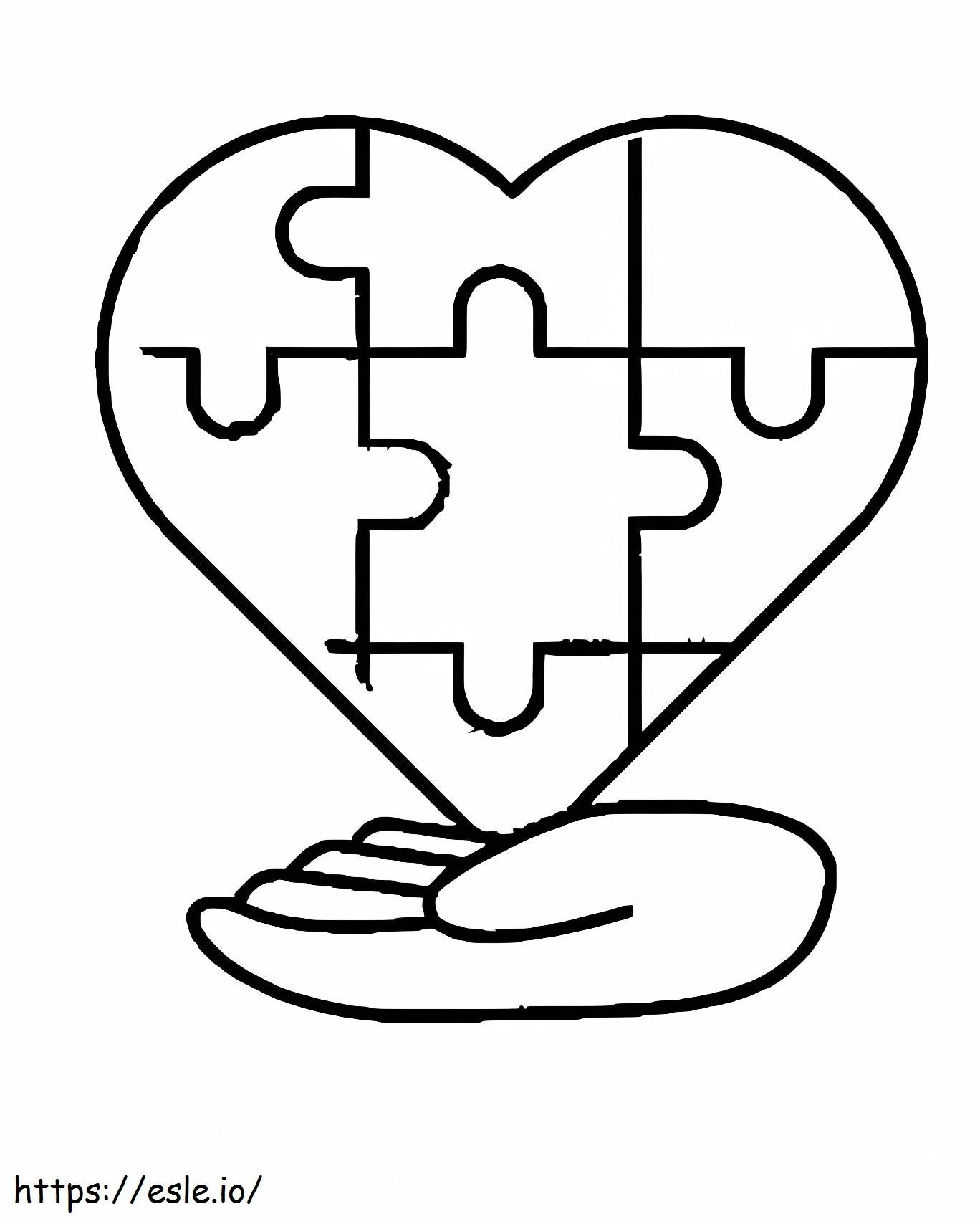 Autism Awareness Hand With Heart coloring page