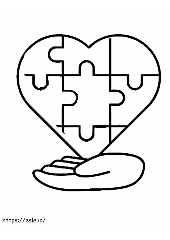 Coloriage Main de sensibilisation à l'autisme avec coeur à imprimer dessin
