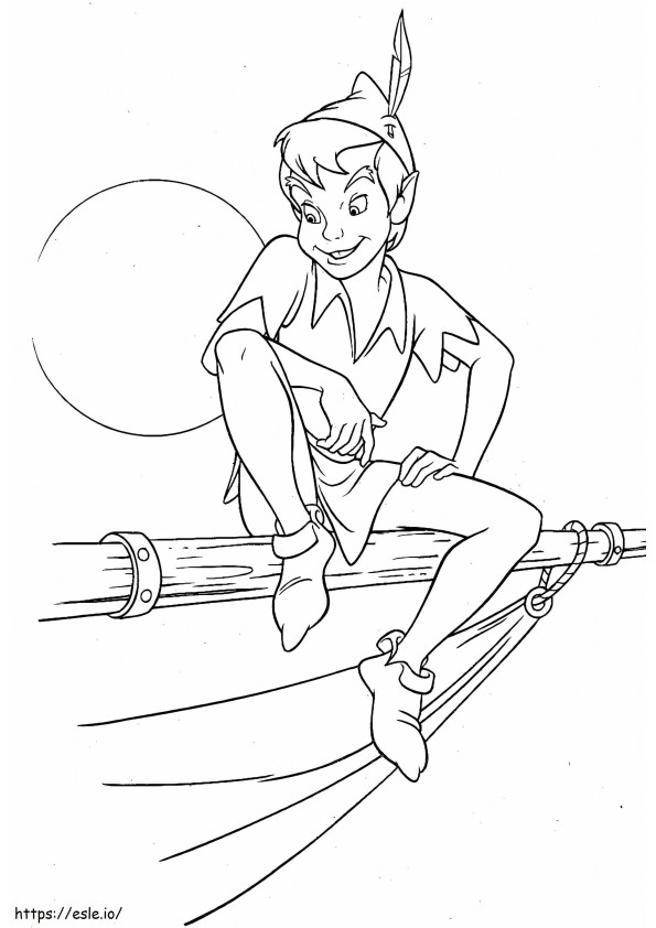 Peter Pan istuu värityskuva
