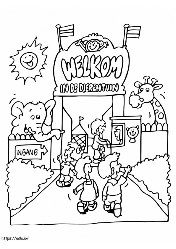 Kids In A Zoo coloring page
