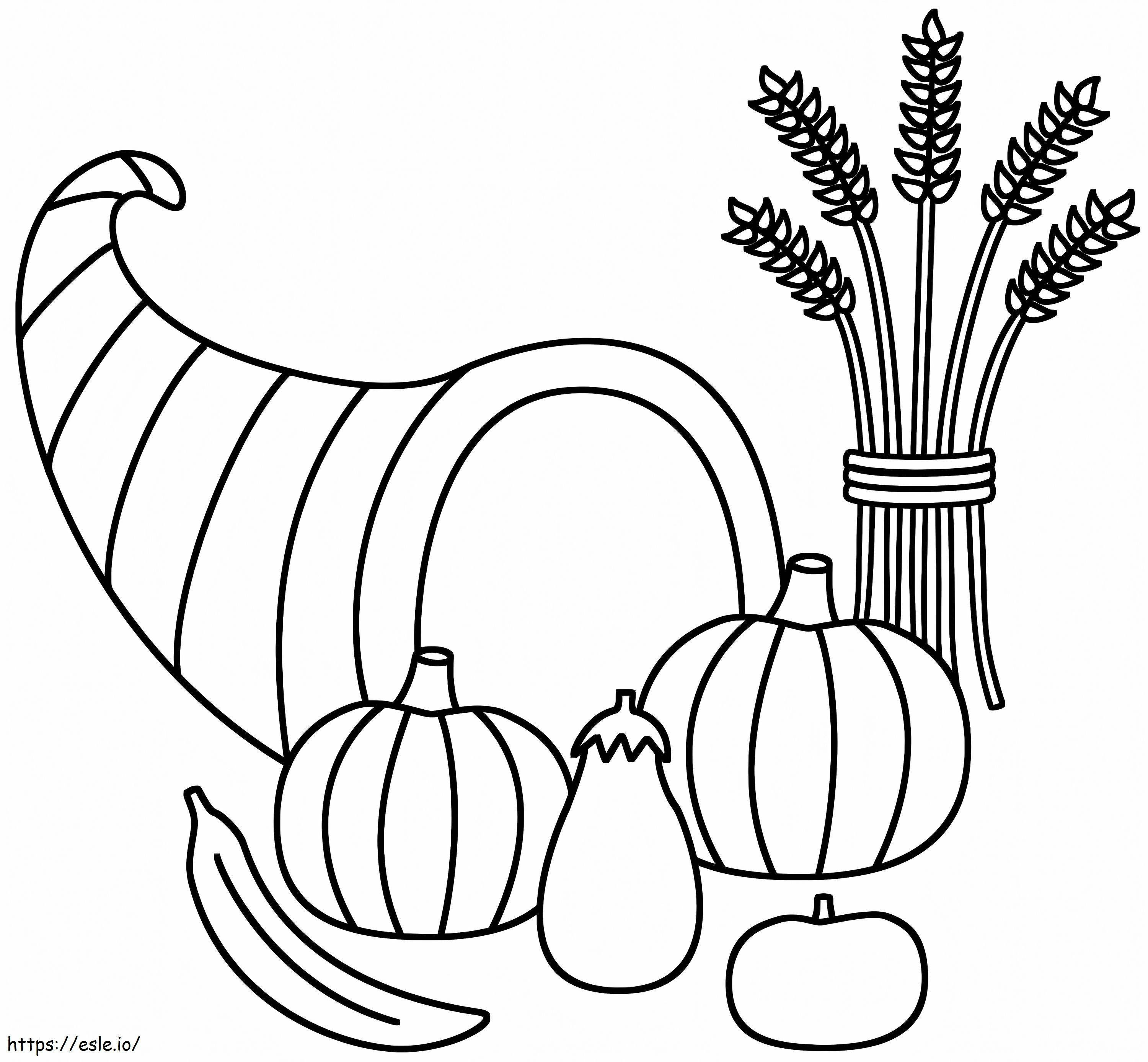Horn Of Plenty With Sheaf Of Wheat coloring page