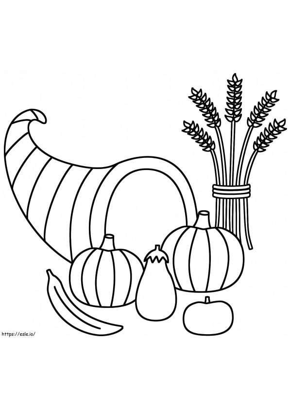 Horn Of Plenty With Sheaf Of Wheat coloring page