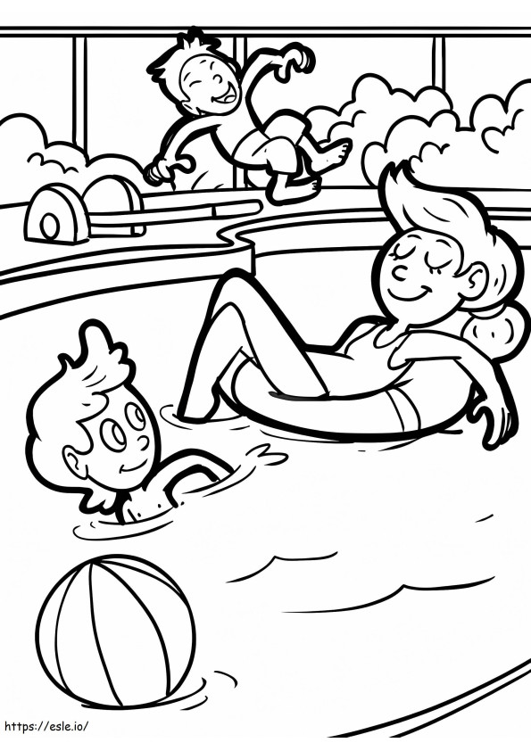 Family In Swimming Pool coloring page