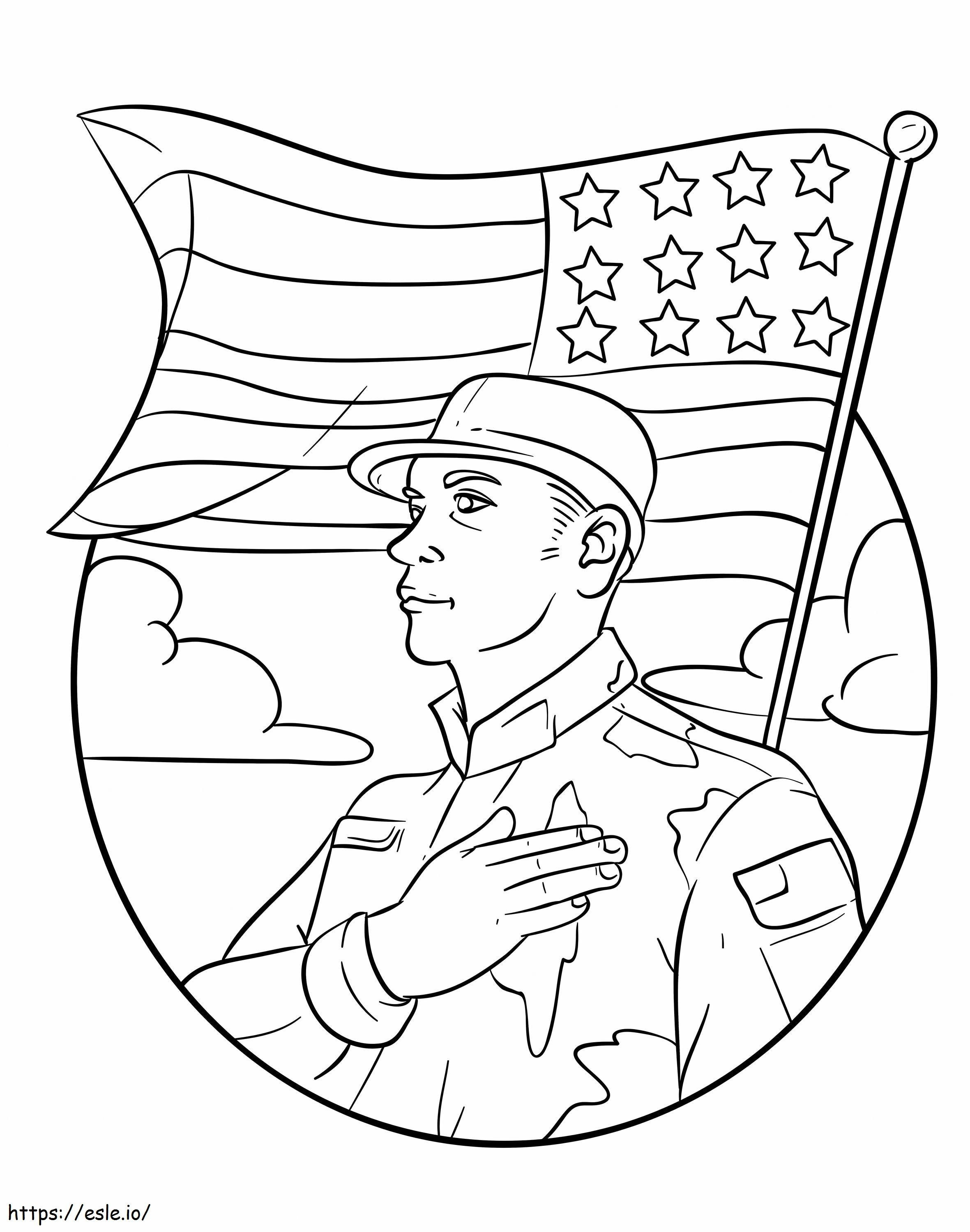 縮尺されたアメリカ軍陸軍兵士 ぬりえ - 塗り絵