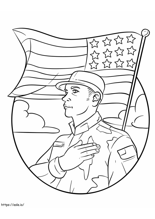 Soldat al armatei militare americane la scară de colorat