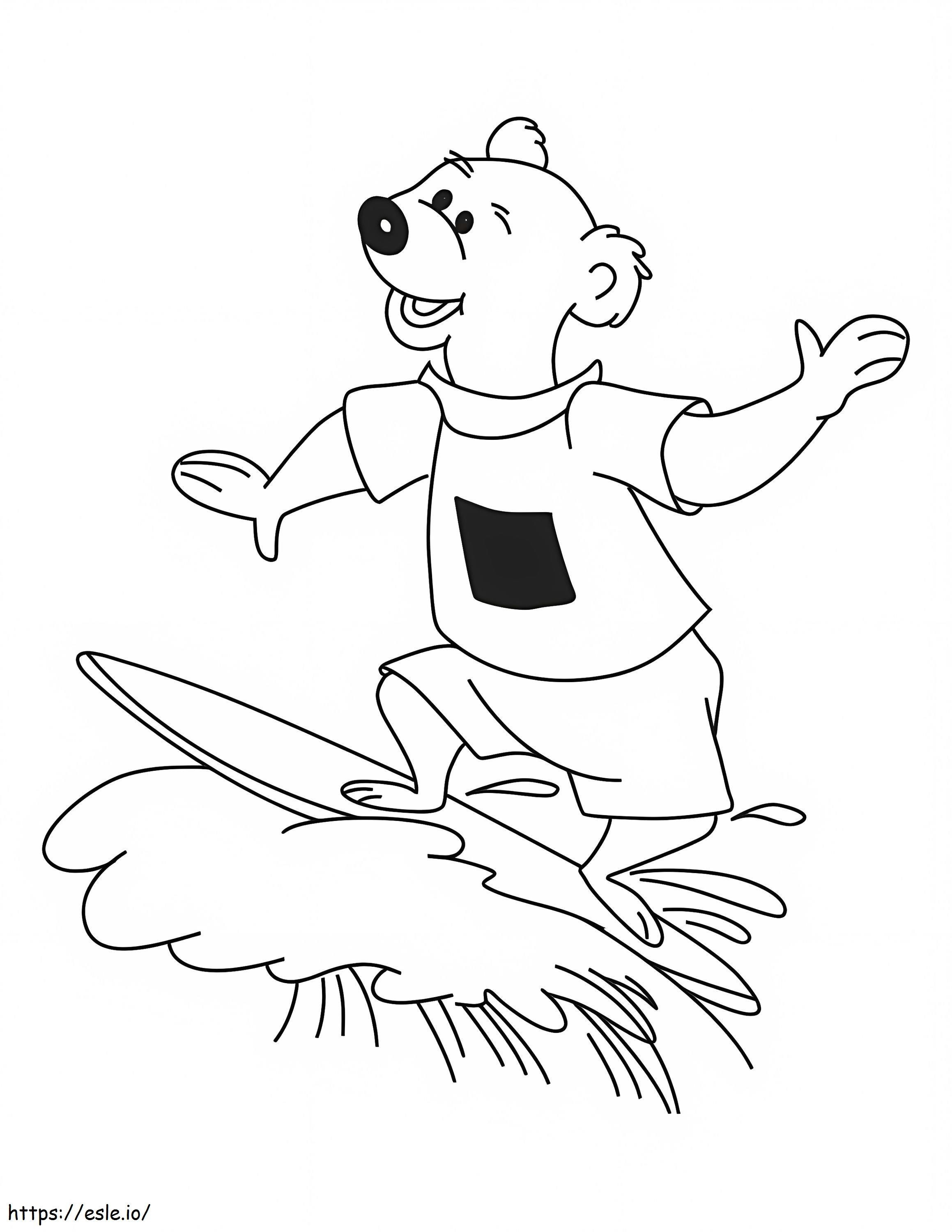 A Bear Surfing coloring page